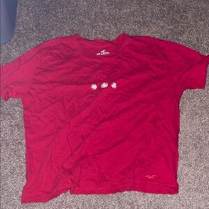 Hollister Red Tee with Daisy Accents